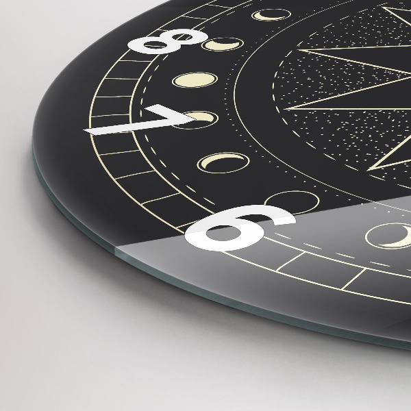 Round glass clock Moon phases