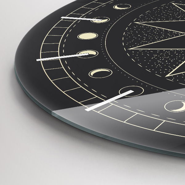 Round glass clock Moon phases