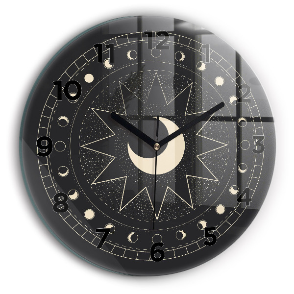 Round glass clock Moon phases
