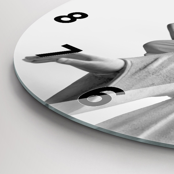 Round glass clock Old Angel Sculpture