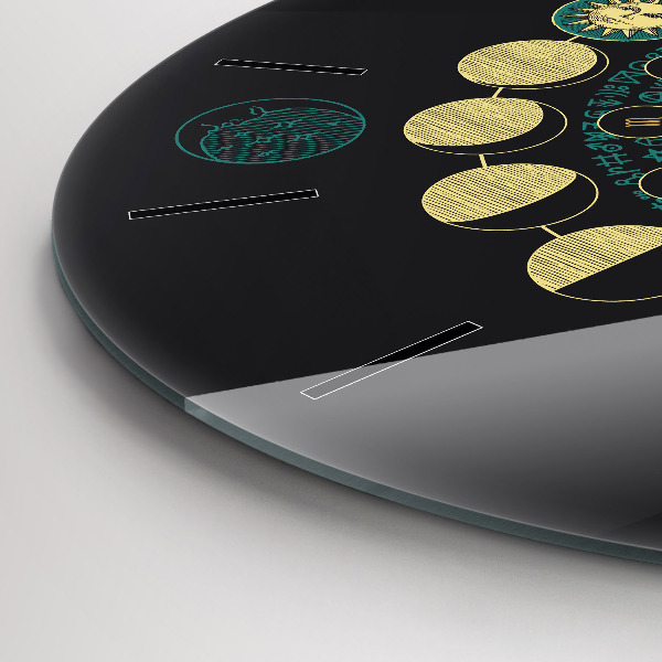 Round glass clock Moon phases and hourglass