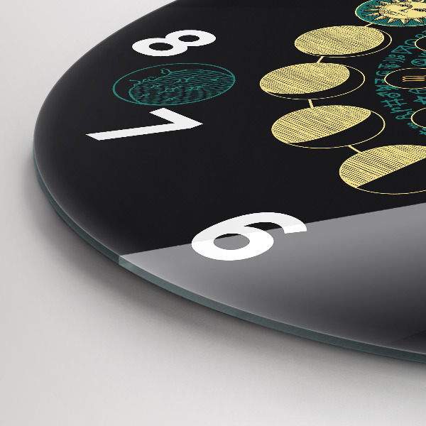 Round glass clock Moon phases and hourglass