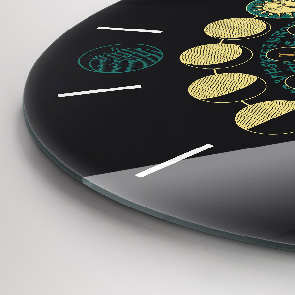 Round glass clock Moon phases and hourglass