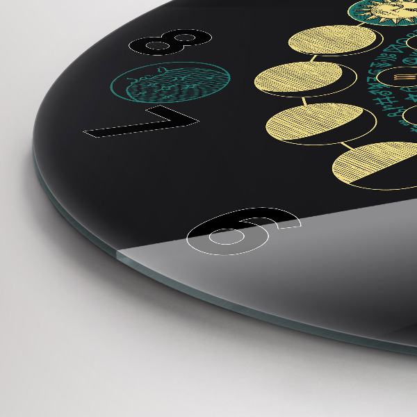 Round glass clock Moon phases and hourglass