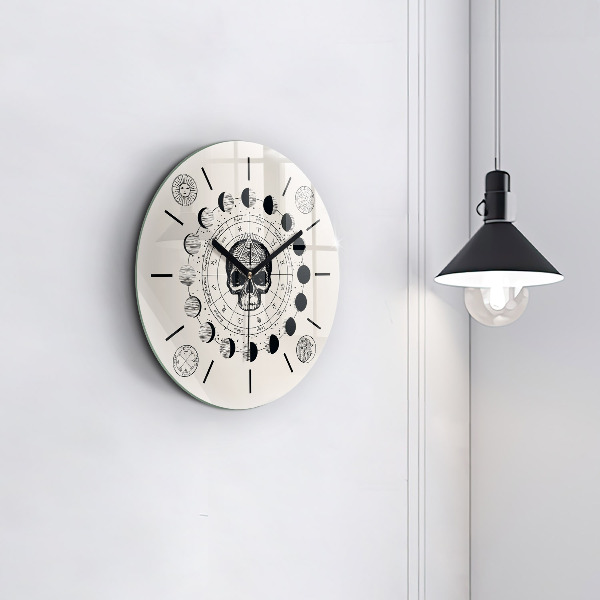 Round glass clock Moon phases
