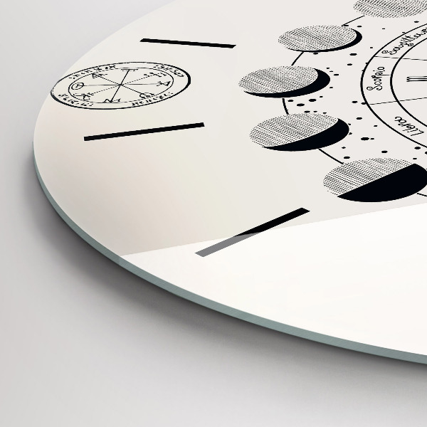 Round glass clock Moon phases