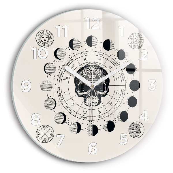 Round glass clock Moon phases