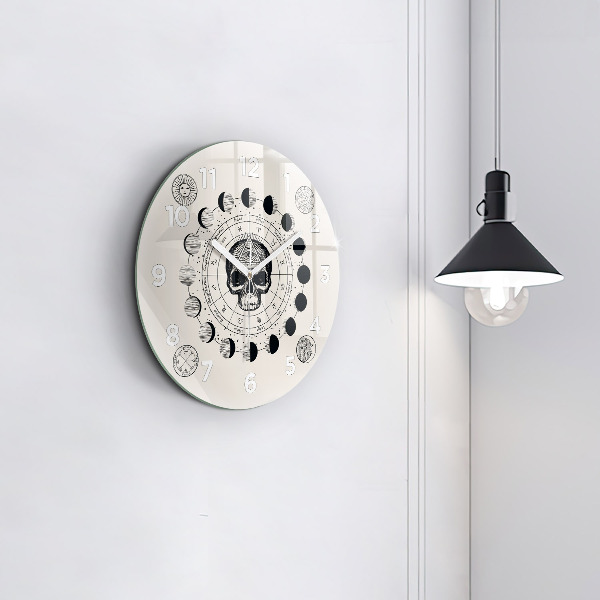 Round glass clock Moon phases