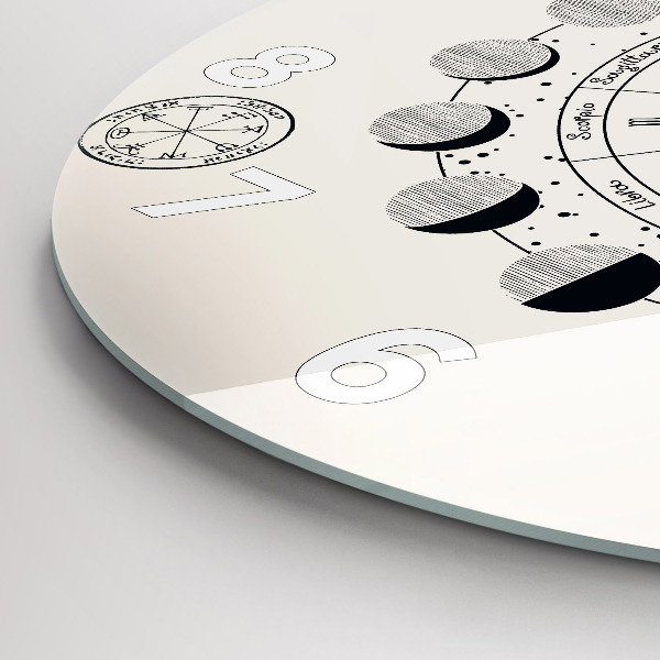 Round glass clock Moon phases