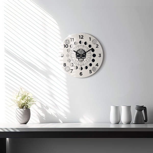 Round glass clock Moon phases