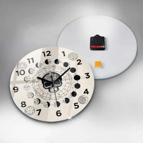 Round glass clock Moon phases