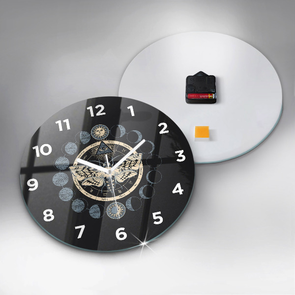 Round glass clock Moon phases