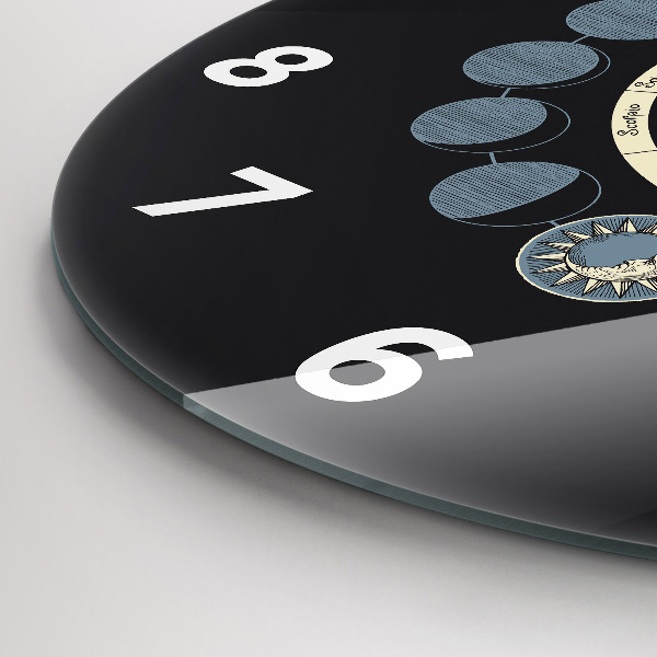 Round glass clock Moon phases