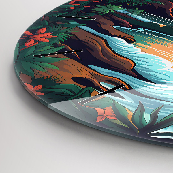 Round glass clock Fairytale sunset