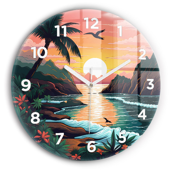 Round glass clock Fairytale sunset