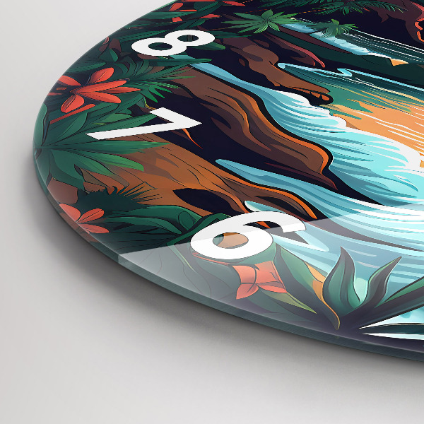 Round glass clock Fairytale sunset