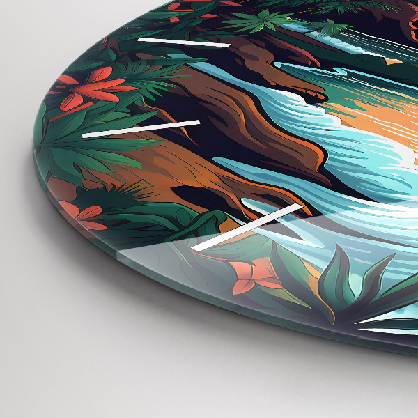 Round glass clock Fairytale sunset