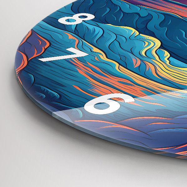 Round glass clock Fairytale waves and ocean
