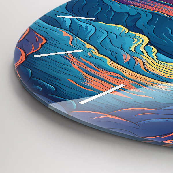 Round glass clock Fairytale waves and ocean