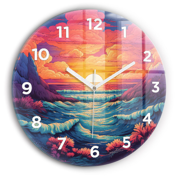 Round glass clock Fairytale ocean and sky