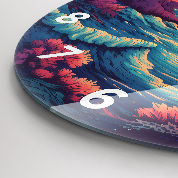 Round glass clock Fairytale ocean and sky