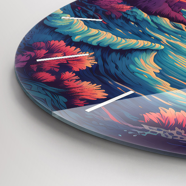 Round glass clock Fairytale ocean and sky