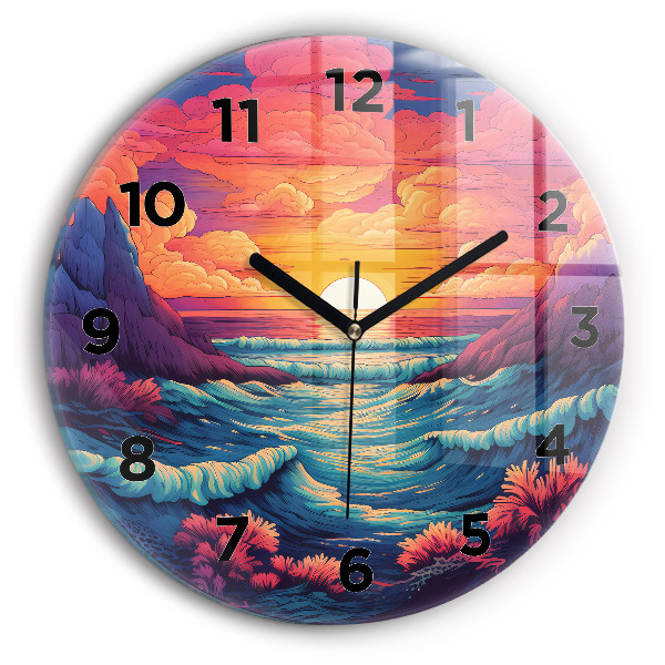 Round glass clock Fairytale ocean and sky