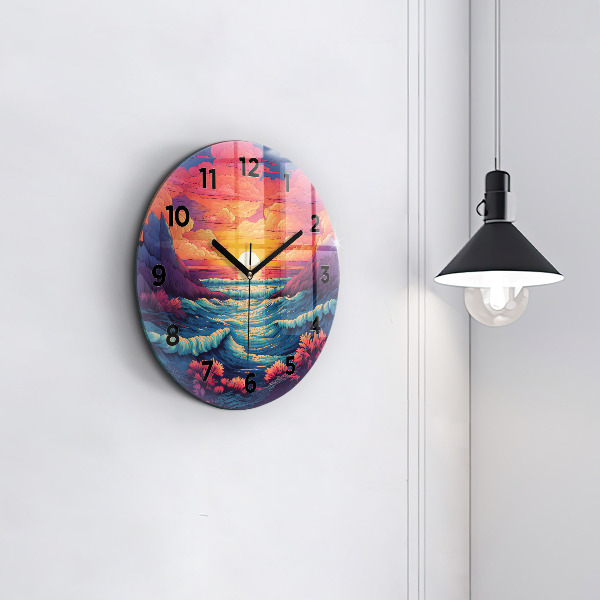 Round glass clock Fairytale ocean and sky