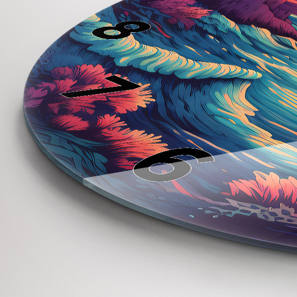 Round glass clock Fairytale ocean and sky