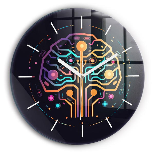 Round glass clock Colorful abstraction