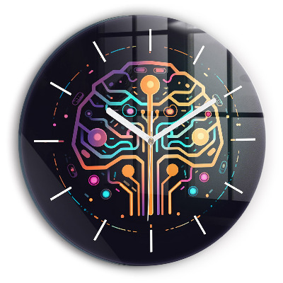 Round glass clock Colorful abstraction