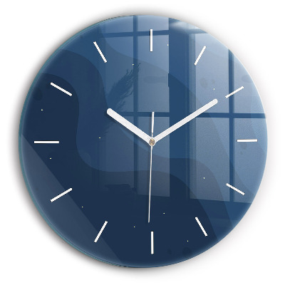 Round glass clock Blue waves