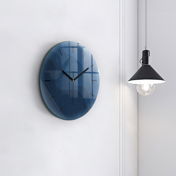 Round glass clock Blue waves