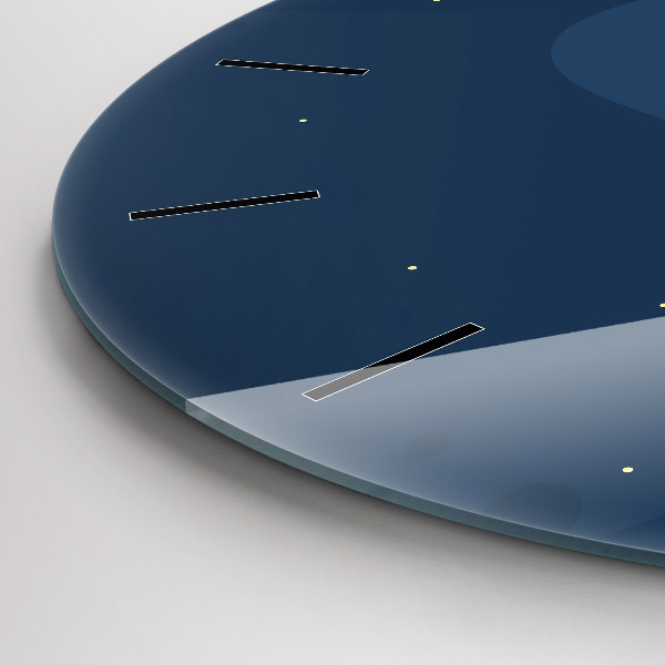 Round glass clock Blue waves