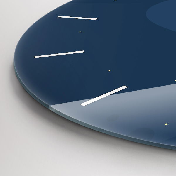Round glass clock Blue waves