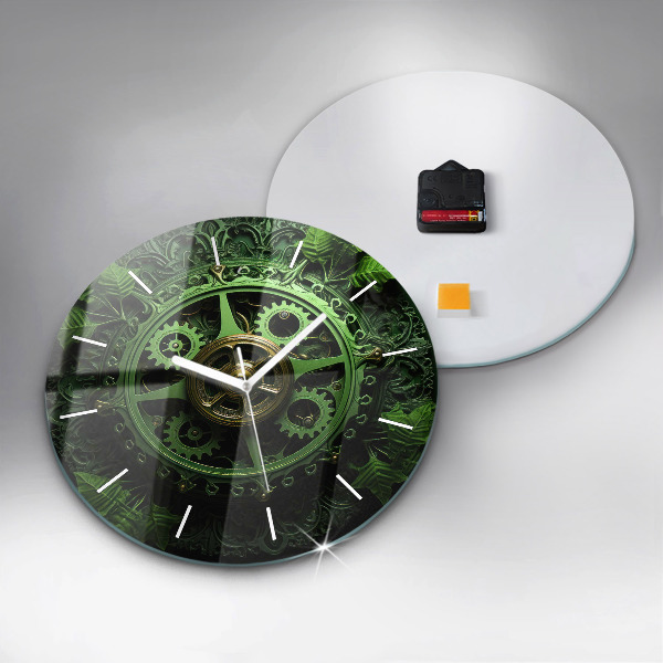 Round glass clock Green mechanism