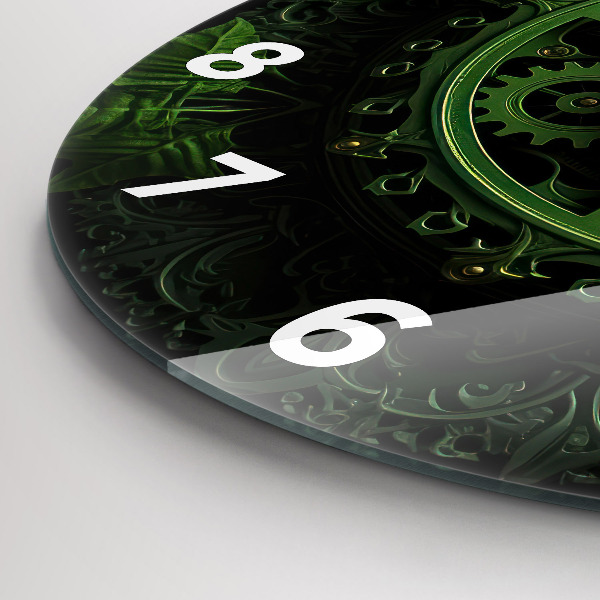 Round glass clock Green mechanism