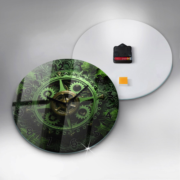 Round glass clock Green mechanism