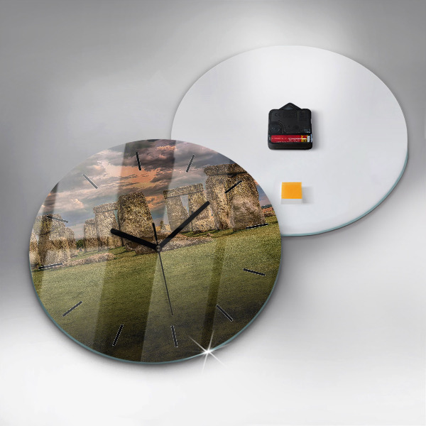 Round glass clock Stonehenge Nimbostratus