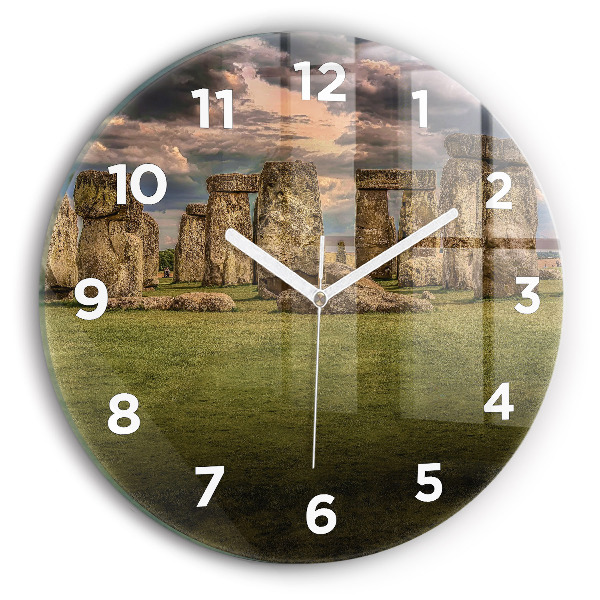 Round glass clock Stonehenge Nimbostratus