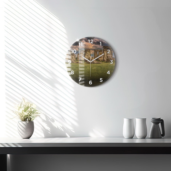 Round glass clock Stonehenge Nimbostratus
