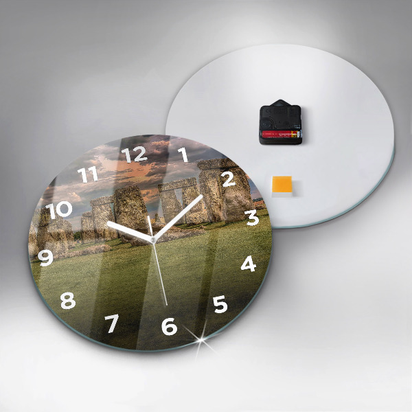Round glass clock Stonehenge Nimbostratus