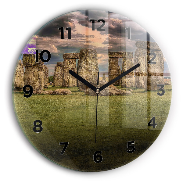Round glass clock Stonehenge Nimbostratus