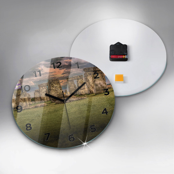 Round glass clock Stonehenge Nimbostratus