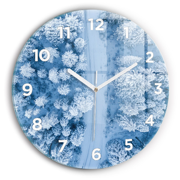 Round glass clock Forest from a drone