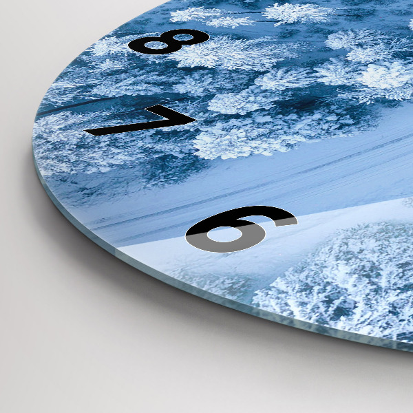 Round glass clock Forest from a drone