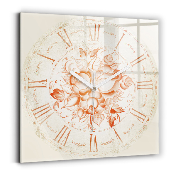 Square glass clock Roman motif