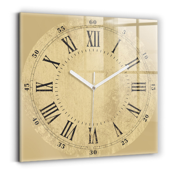 Square glass clock Brown Roman numerals