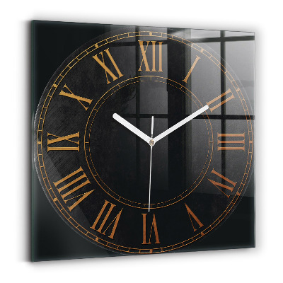 Square glass clock Old Roman numerals