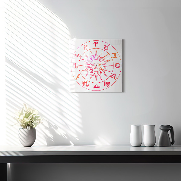 Square glass clock Colorful zodiac signs